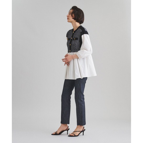 【24-25AW】ELISABETTA ロゴリベット付き クレープパンツ 5色 サイド切替スキニーパンツ | グレースコンチネンタル(GRACE