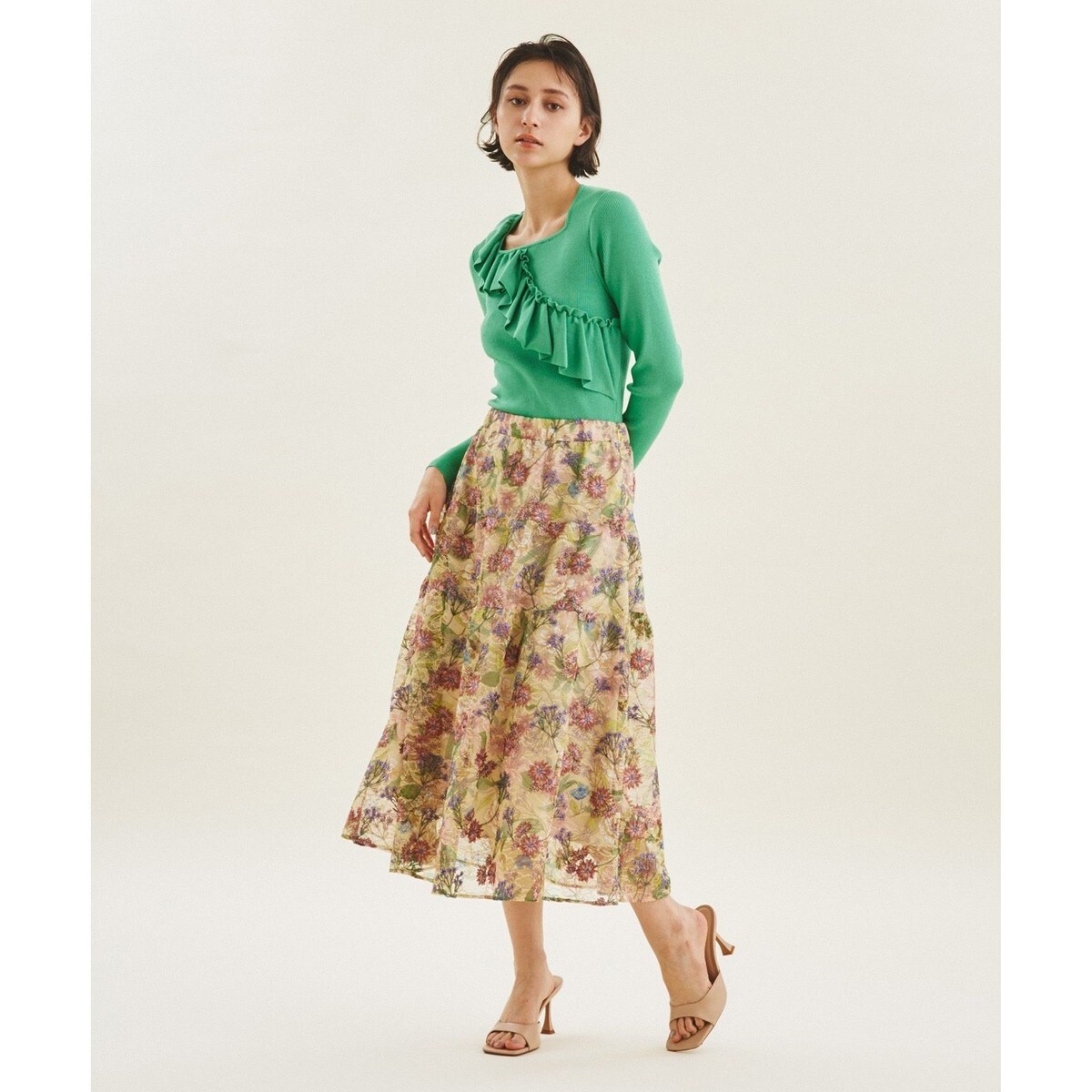 ボタニカルプリント刺繍スカート | グレースコンチネンタル(GRACE