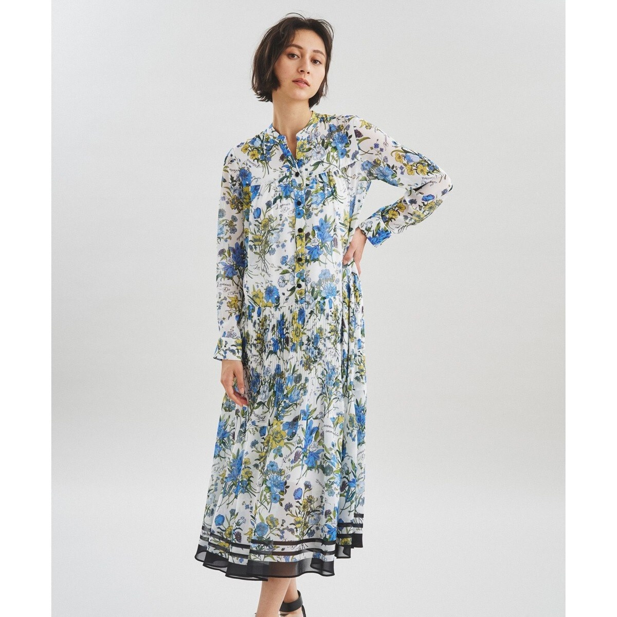 【美品】ダイアグラム　バンダナバイカラーワンピース　ブラック　36 シアー GRACE CONTINENTAL - 【美品】ダイアグラム バンダナバイカラー