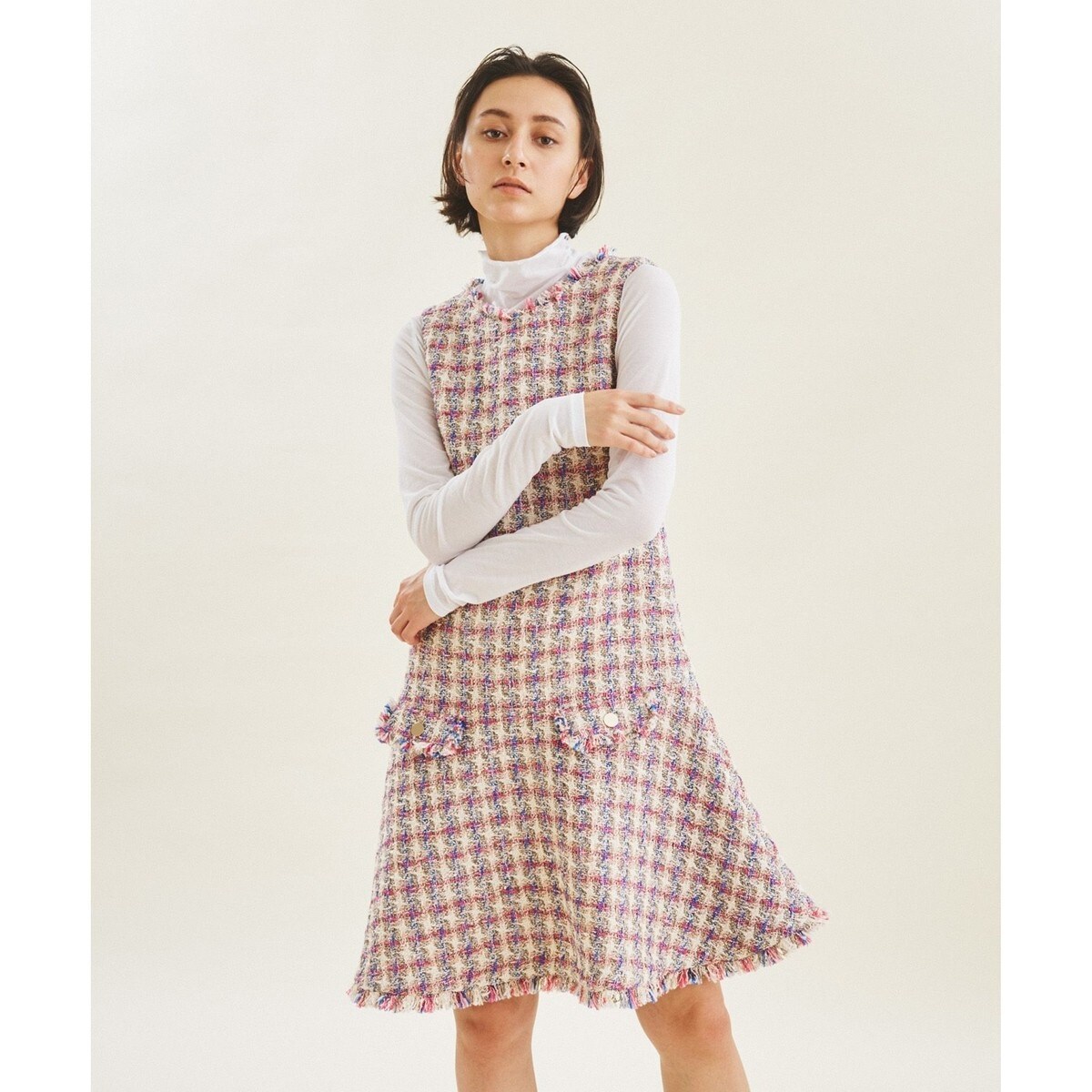 【I AM MARI】ツイード ベルトSET グレース フレア ワンピース◆ 送料無料】アイアムマリ【I AM MARI】Muria Tweed Notch