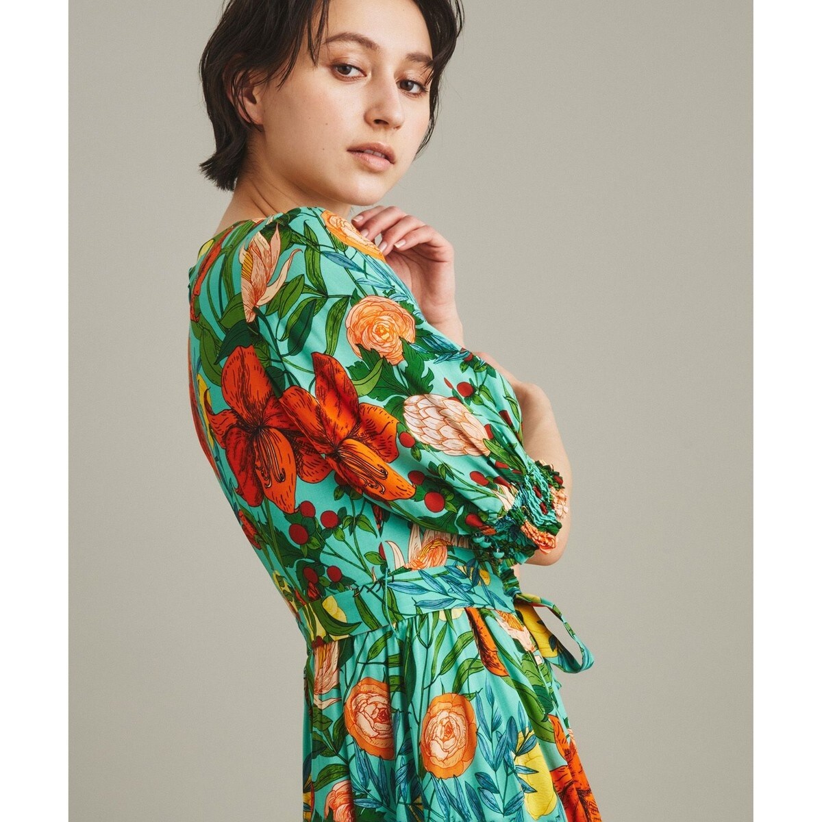 美品✨グレースコンチネンタル　オリエンタル フラワープリント　ワンピース 36 オリエンタルフラワープリントワンピース / GRACE CONTINENTAL