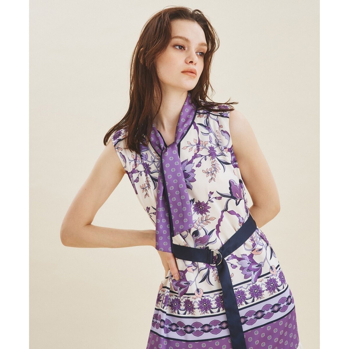 スカーフプリントAラインワンピース | グレースコンチネンタル(GRACE