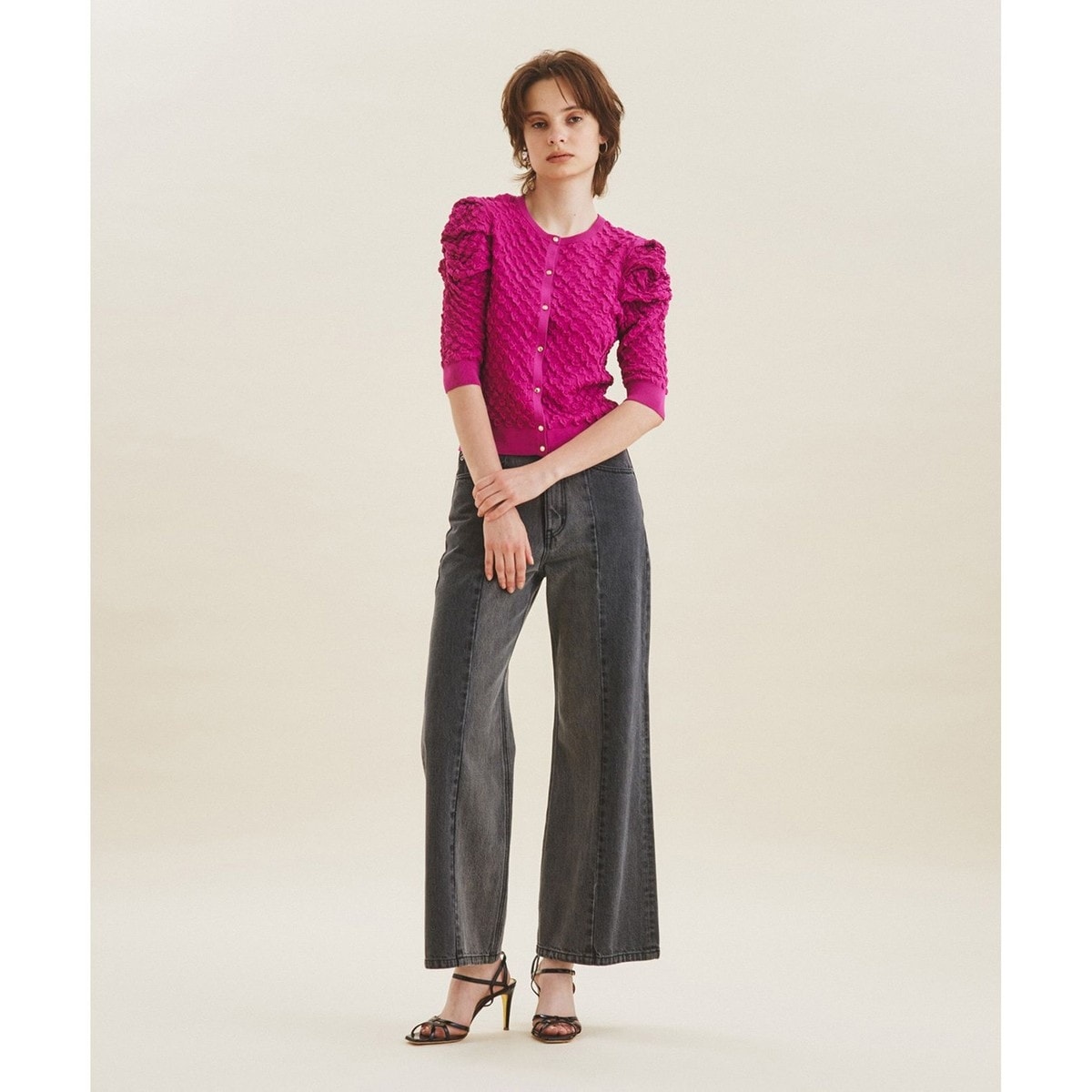 フクレジャガードニットカーディガン | グレースコンチネンタル(GRACE