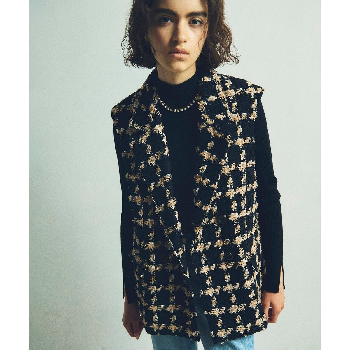 グレースコンチネンタル　フェザーチェックツイードジレ　グレースクラス フェザーチェックツイードジレ | グレースコンチネンタル(GRACE