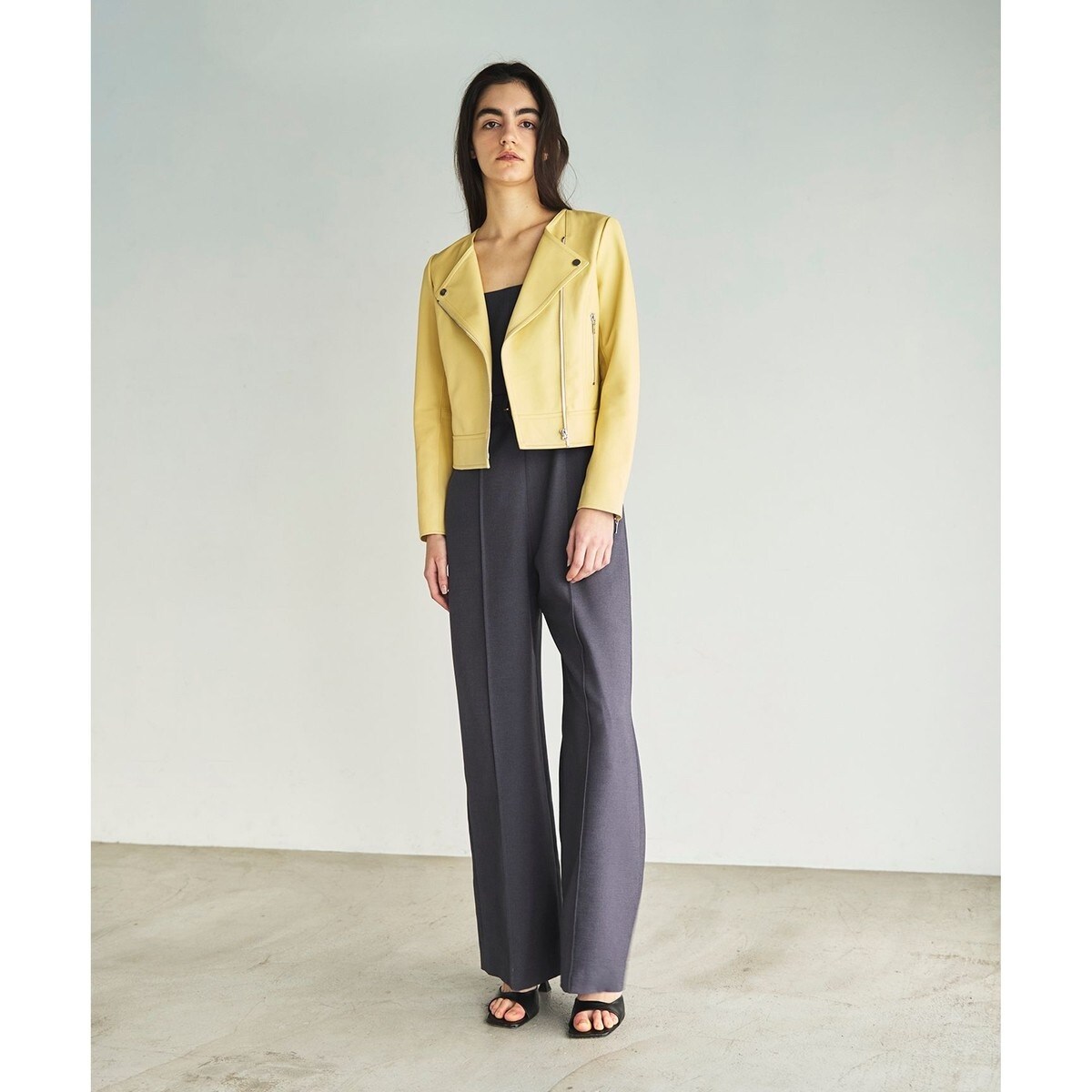 ノーカラーレザーライダースジャケット | グレースコンチネンタル