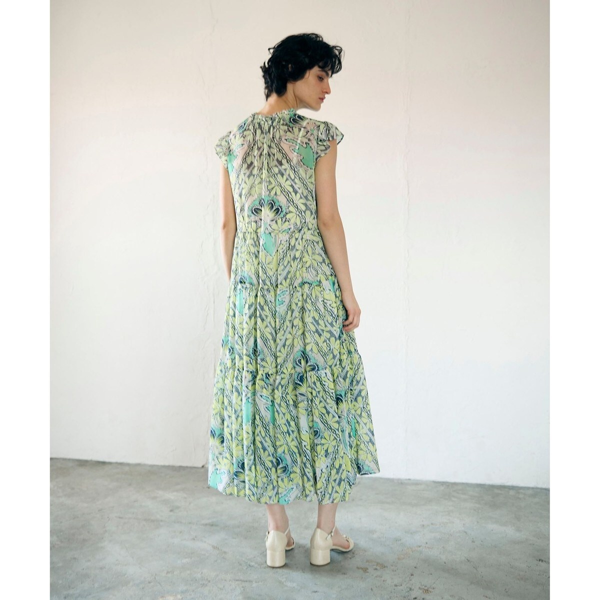 シフォンプリントティアードワンピース | グレースコンチネンタル