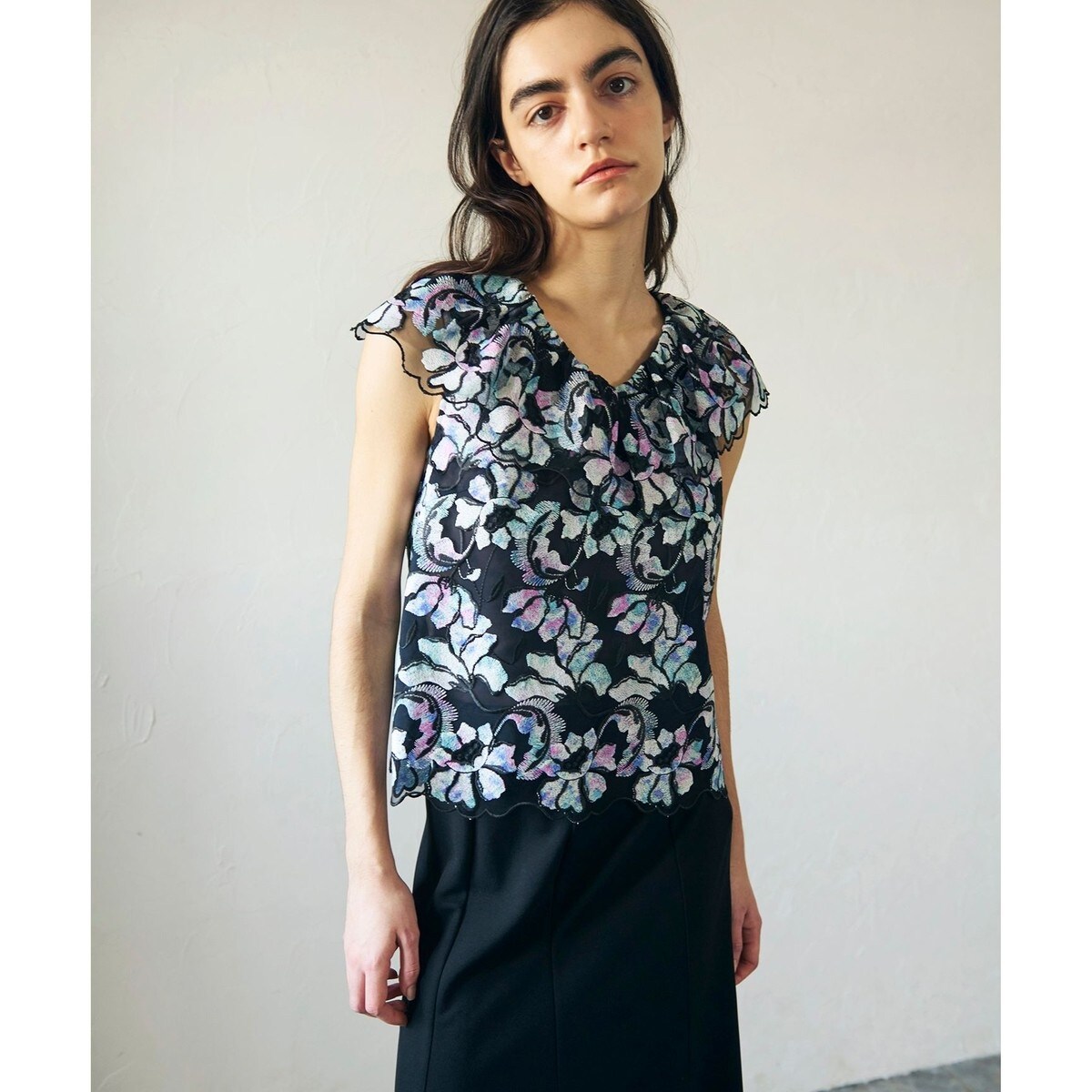 グレースコンチネンタル　ティアード刺繍TOP 花柄刺繍チュニック ティアード刺繍トップ / GRACE CONTINENTAL | GRACE CONTINENTAL