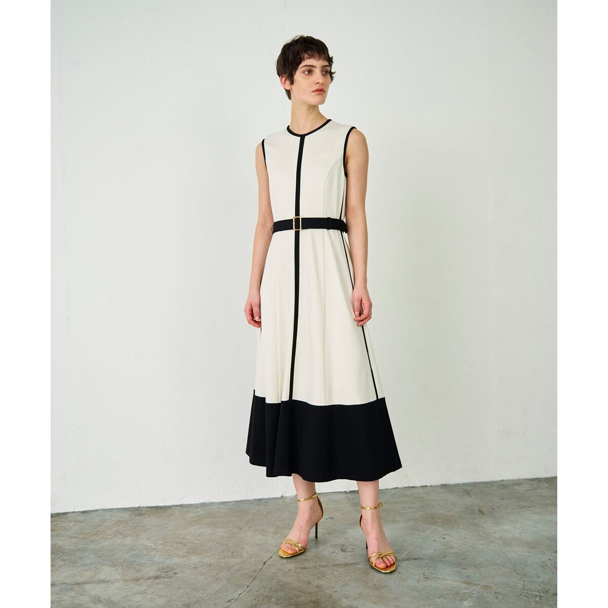 ビジューロゴ配色ワンピース　グレースコンチネンタル グレースコンチネンタル 配色ワンピース ビジューロゴ配色