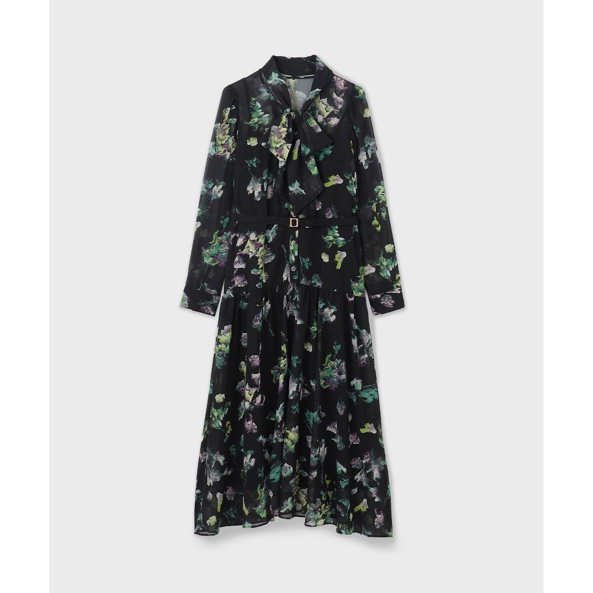 【新品タグつき】グレースコンチネンタル★フラワープリントボウタイ付ワンピース★ フラワープリントボウタイ付ワンピース / GRACE CONTINENTAL