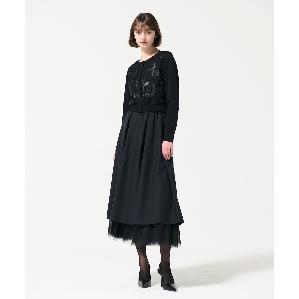 GRACE CLASS グレースクラス パールポケット付き ロングカーディガン 黒 レディース 服 アパレル サイズ36 GRACE CLASS グレースクラス パールポケット付き ロング