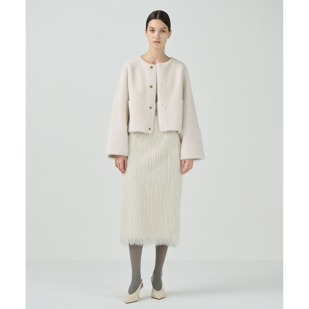 ノーカラーフェイクムートンジャケット | グレースコンチネンタル