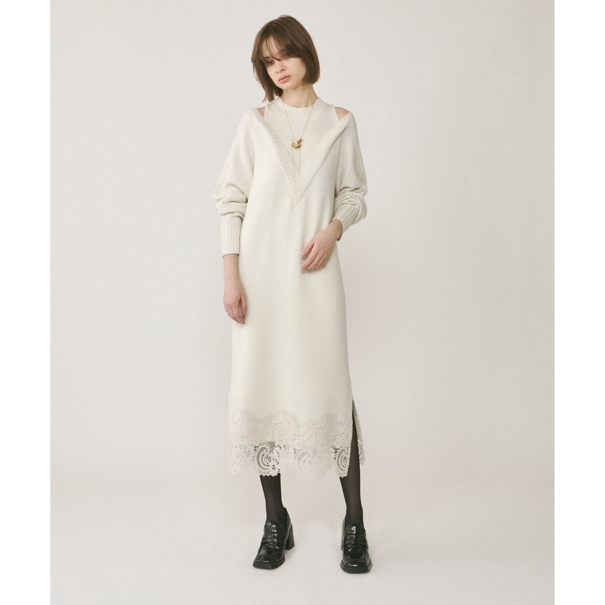 グレースコンチネンタル Diagram バイカラーシャツワンピース 36