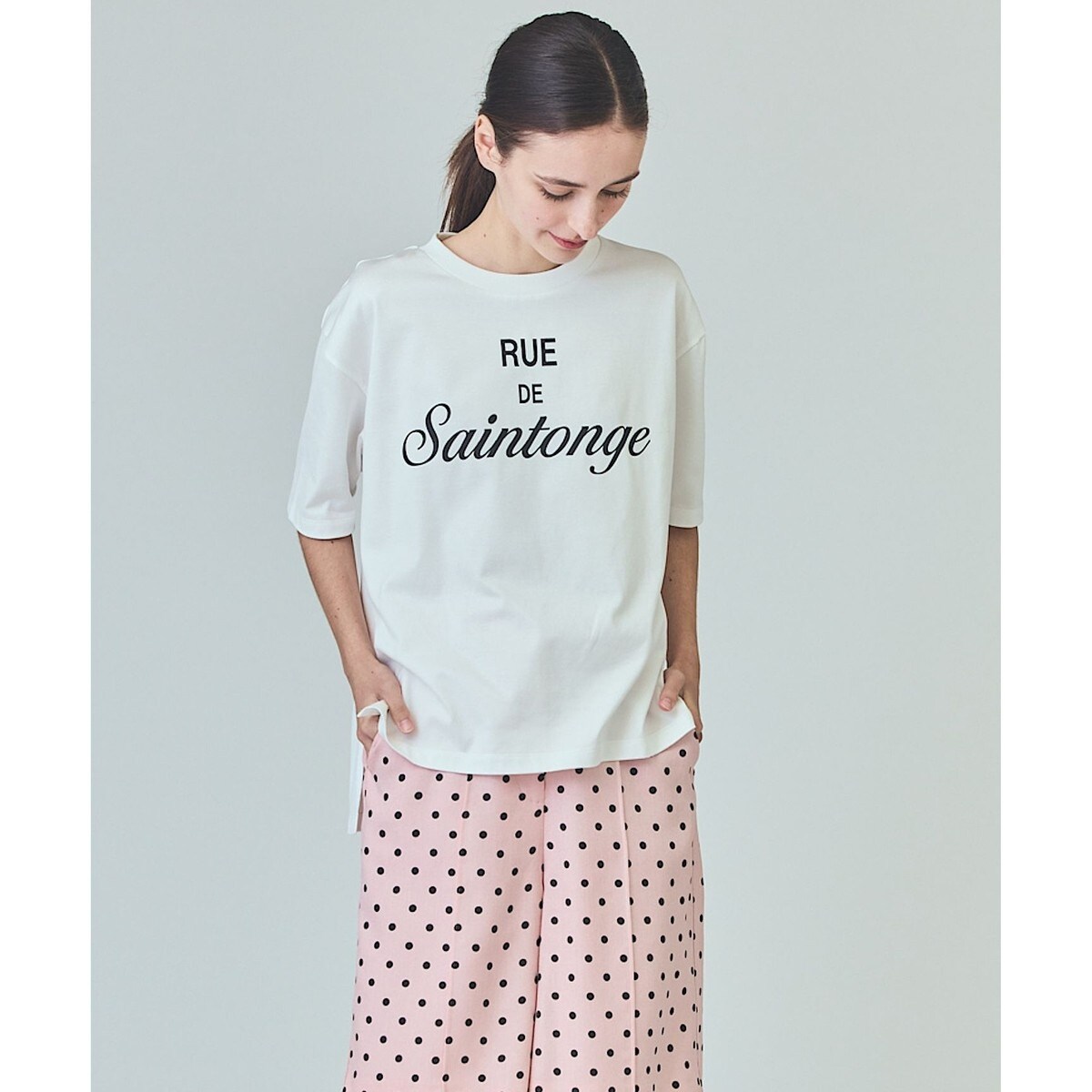 グレースコンチネンタル今期物♡2019SS レタードプリントTシャツ10800円 グレースコンチネンタル】グレースクラス レタードシルケットTシャツ