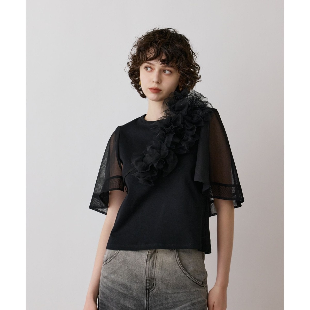 グレースコンチネンタル チュール レース フラワー刺繍フレアワンピース ベルト チュールフラワー刺繍ワンピース / GRACE CONTINENTAL | GRACE