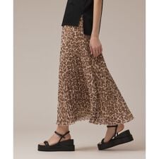 ヒョウ柄ロングプリーツスカート