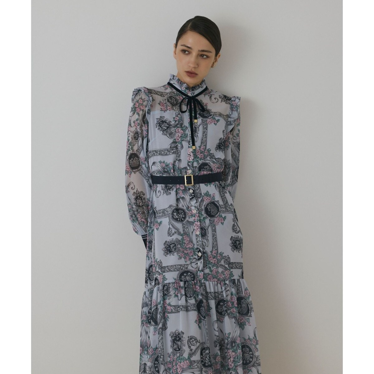 グレーププリントティアードワンピース | グレースコンチネンタル