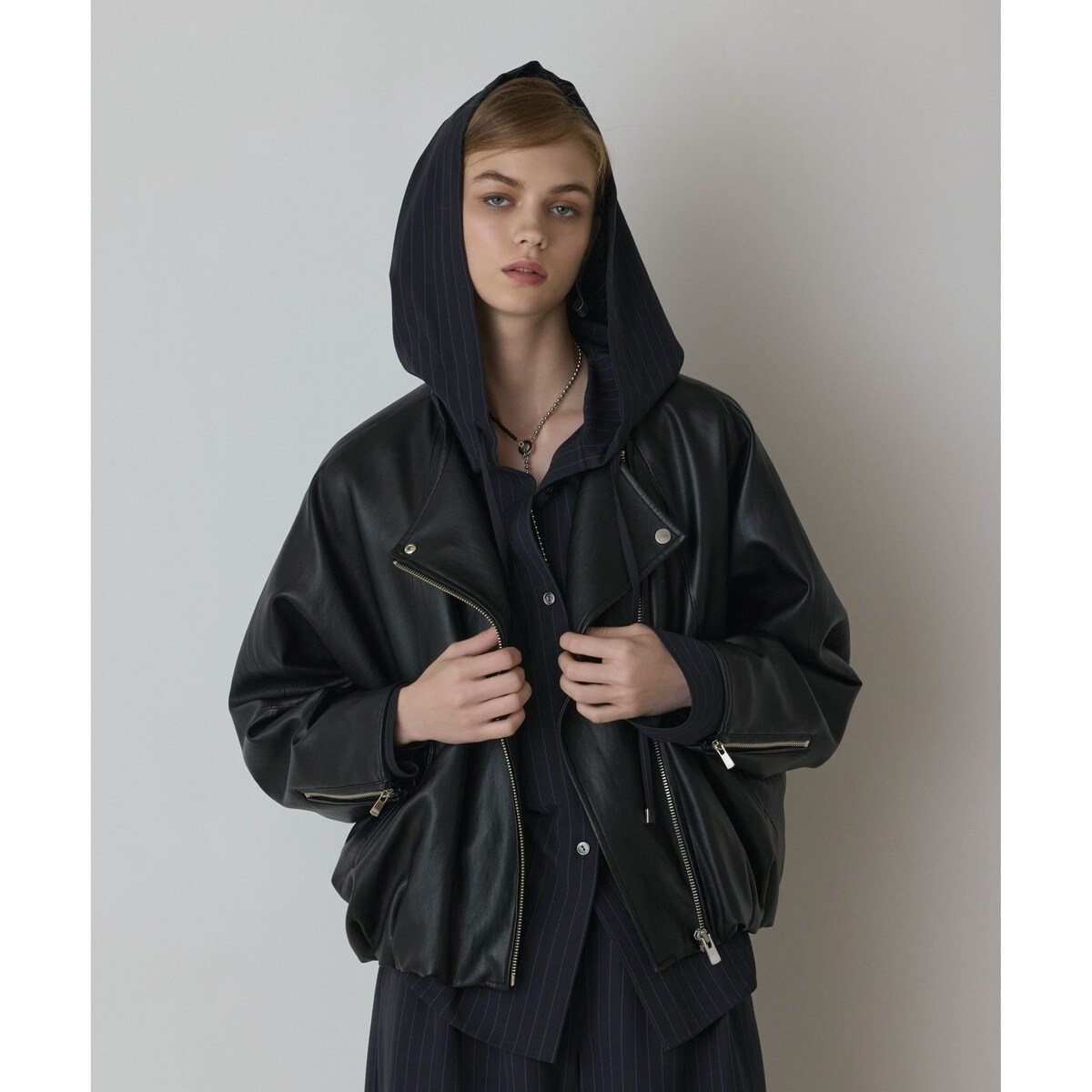 美品♥グレースコンチネンタル　黒 レザー　ライダースジャケット フェイクレザーライダース | グレースコンチネンタル(GRACE