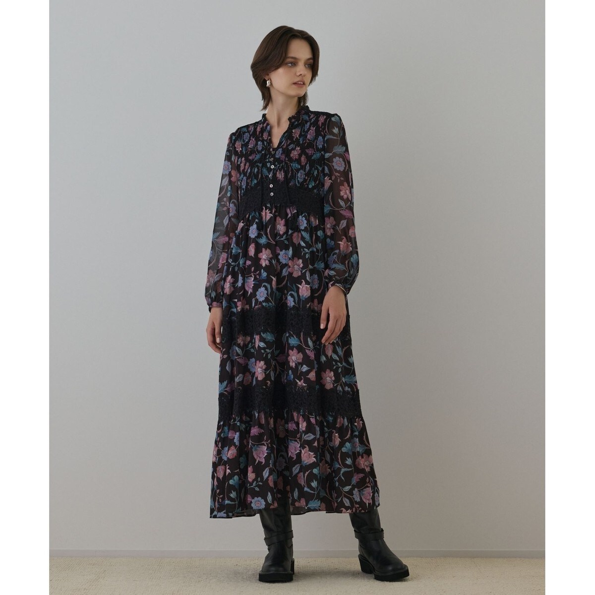 ラメフラワー刺繍ドレス | グレースコンチネンタル(GRACE