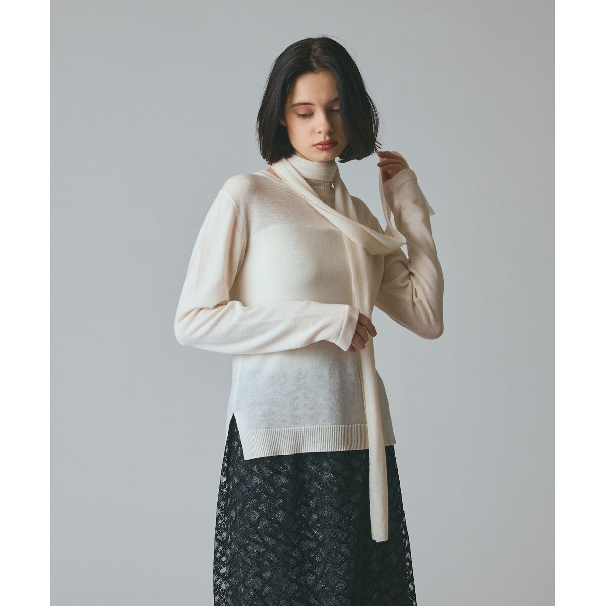 完売品！GRACE CONTINENTAL ツイードオーバーシャツジャケット ボウ付