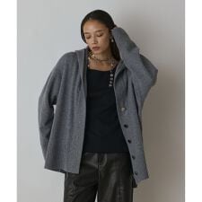 ウールフードニットカーディガン