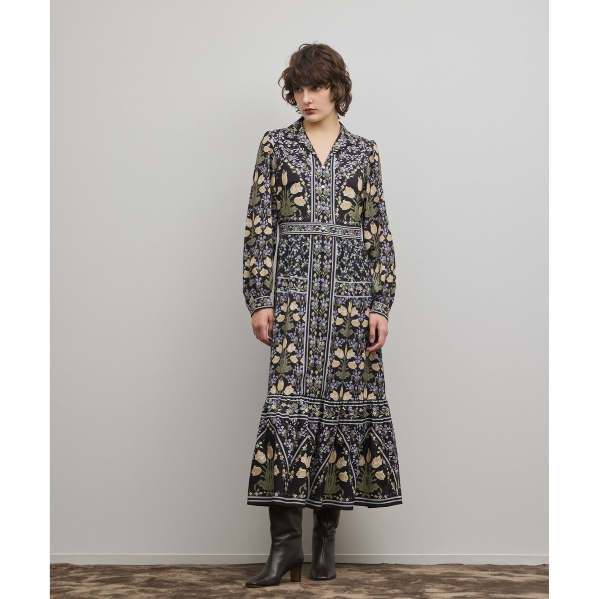 フラワープリントボウタイ付ワンピース | グレースコンチネンタル