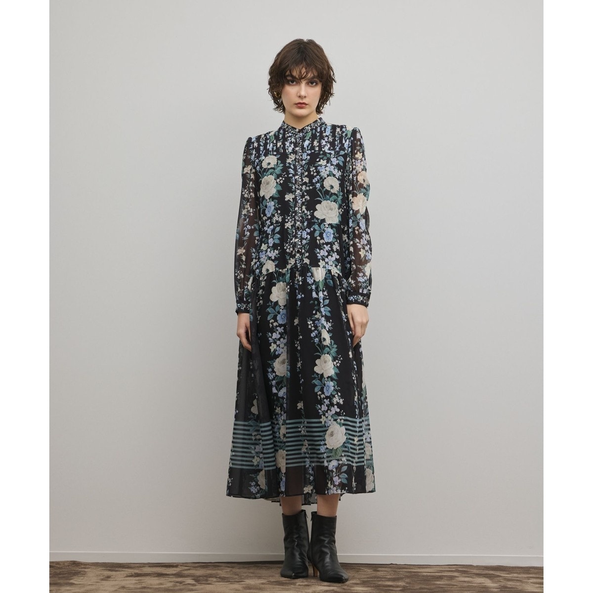 グレースコンチネンタル　ダイアグラム　キカプリントティアードワンピース　レッド キカプリントティアードワンピース | グレースコンチネンタル(GRACE