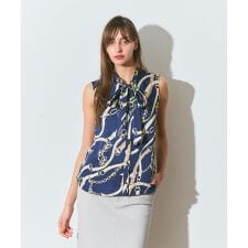 チェーンプリントボウタイブラウス