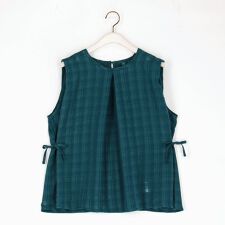 シアーチェック柄 ノースリーブブラウス