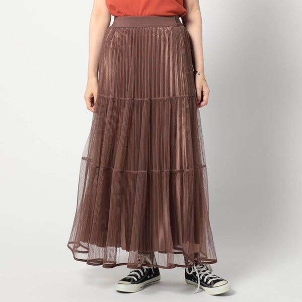 プリーツホルターネックティアードフレア(DE4628) チュール＆プリーツ