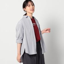 2WAY　ストライプ柄ロゴ入り長袖シャツ