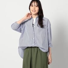 2WAY　ストライプ柄ロゴ入り長袖シャツ