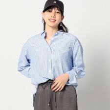 2WAY　ストライプ柄ロゴ入り長袖シャツ