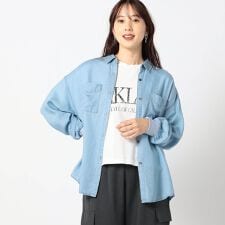 袖リブ 刺繍デニムシャツ