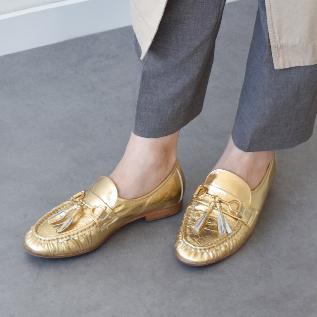 FABIO RUSCONI◇3.5cmヒール◇タンクソールキルト付きローファー