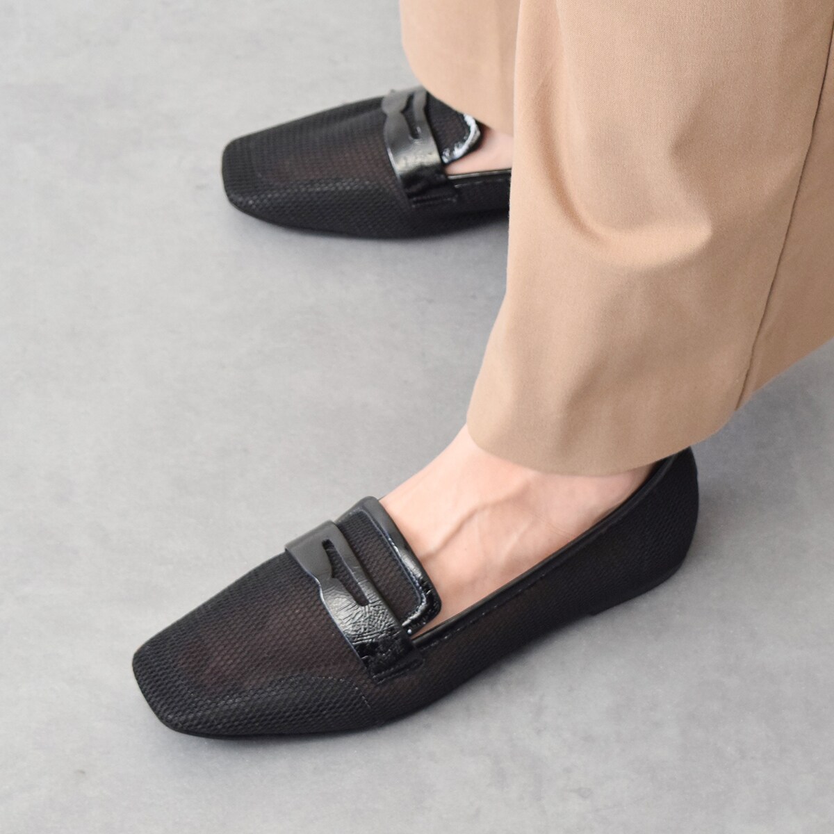 値下げ中　FABIO RUSCONI スクエアトウメッシュフラットローファー FABIO RUSCONI◇スクエアトウメッシュフラットローファー | ファビオ