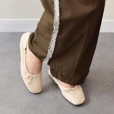 ファビオ ルスコーニ(FABIO RUSCONI)のFabio Rusconi◆1cmヒール◆スクエアトウフラットシャーリングバレエ