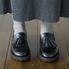 ファビオ ルスコーニ(FABIO RUSCONI)のFabio Rusconi◆3cmヒール◆オブリークトウタッセルローファー