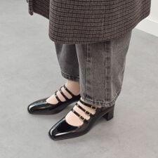 ファビオ ルスコーニ(FABIO RUSCONI)のFABIO RUSCONI◆4.8cmヒール◆スクエアトウトリプルストラップパンプス