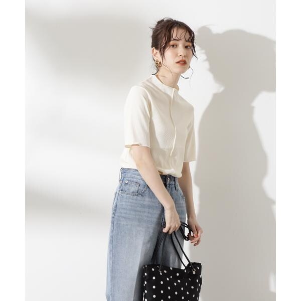 N.Natural beauty basic - 2021ss◇ナチュラルビューティーベーシック　リブハイネック五分袖カットソー リブハイネック五分袖カットソー | エヌ ナチュラルビューティー