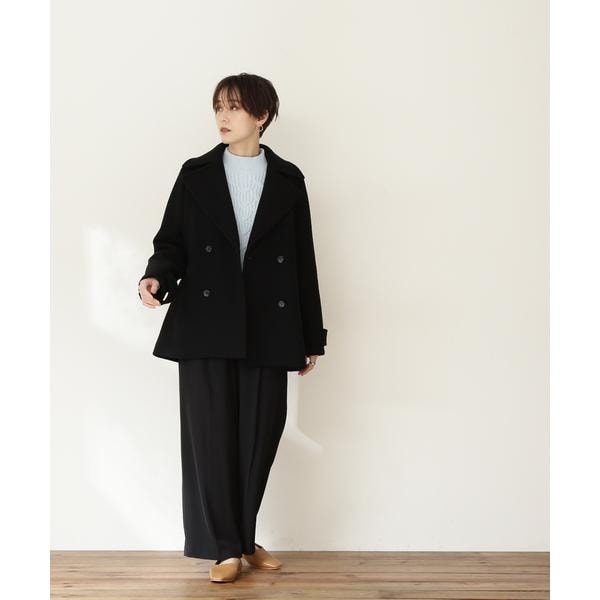 【美品】ナチュラルビューティーベーシック　ピーコート　黒　S エヌ ナチュラルビューティーベーシック N. Natural Beauty