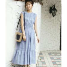 コットンローンティアードウエストリボンワンピース《S Size Line 