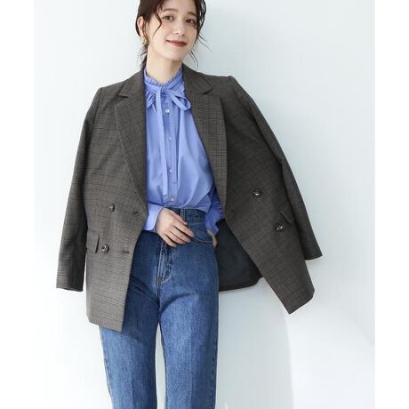 ダブルブレストテーラードチェックジャケット《S Size Line》《WEB限定 