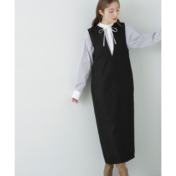 キーネックストレートジャンパースカート《S Size Line》 | エヌ