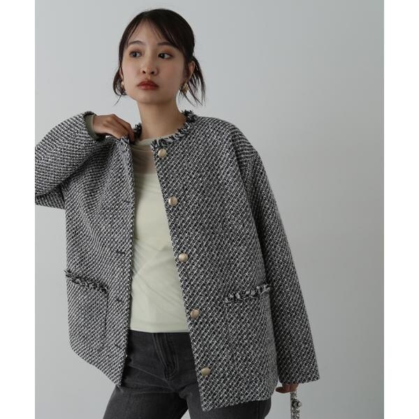 素敵でユニークな ゴールドボタンツイードブルゾン《S Size エヌ | Line》 ジャケット・アウター