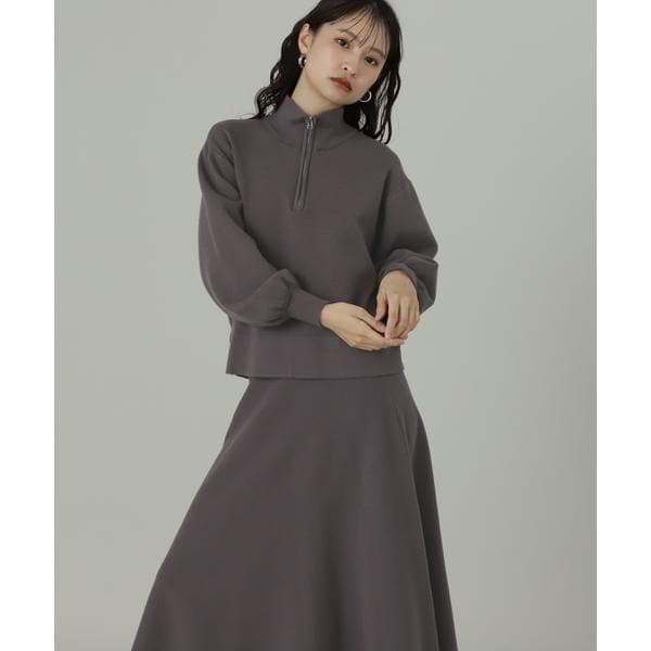 ハーフジップニット＆スカートセット