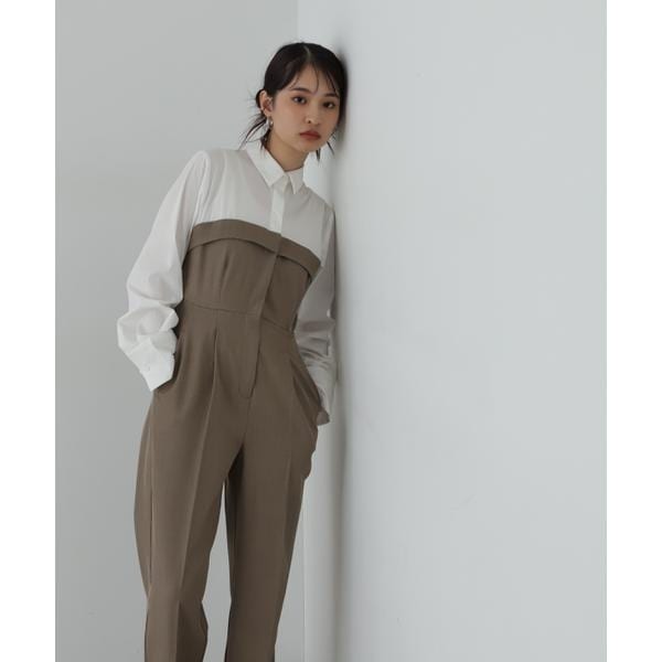 シャツドッキングテイラードジャンプスーツ《S Size Line》 | エヌ