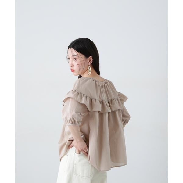 新品タグ付き　エヌナチュラルビューティーベーシック　ブラウス　 オフホワイト フロントタックブラウス | NATURAL BEAUTY BASIC（ナチュラル