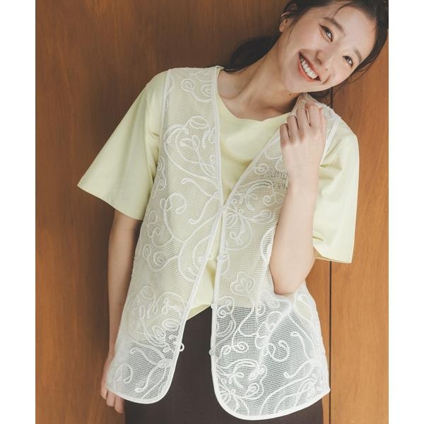 N.Natural beauty basic - エヌナチュラルビューティーベーシック 配色ボタンショルダースリーブブラウス モカ エヌナチュラルビューティーベーシック 配色ボタンショルダー