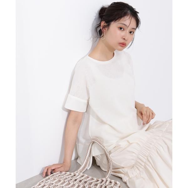 N.Natural beauty basic - 2021ss◇ナチュラルビューティーベーシック　リブハイネック五分袖カットソー リブハイネック五分袖カットソー | エヌ ナチュラルビューティー