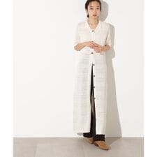 透かし編みポロニットワンピース